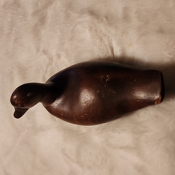 VINTAGE WOODEN DECOY DUCK SOLID WOOD FIGURE TABLETOP DECOR POLISHED FOLK ART. - Picture 4 of 10